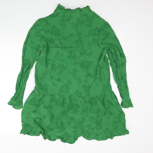 & Other Stories Womens Green Geometric Viscose Shift Size 10 Round Neck Zip - Drop hem