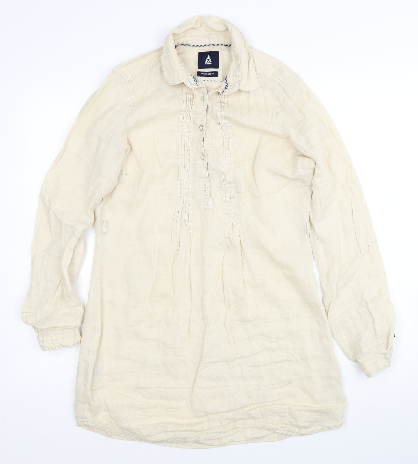 Gaastra Womens Beige Linen Shirt Dress Size S Collared Button
