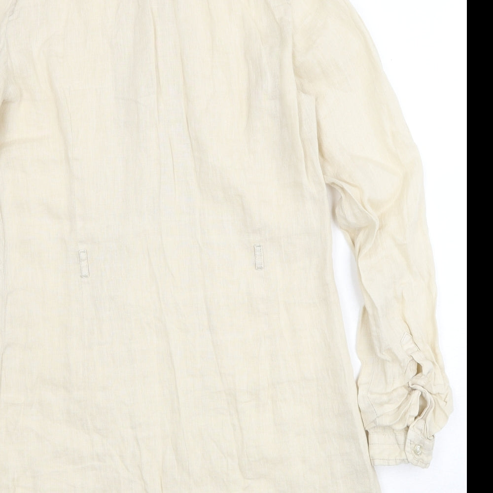 Gaastra Womens Beige Linen Shirt Dress Size S Collared Button