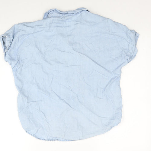 H&M Womens Blue Lyocell Basic Button-Up Size XS Collared