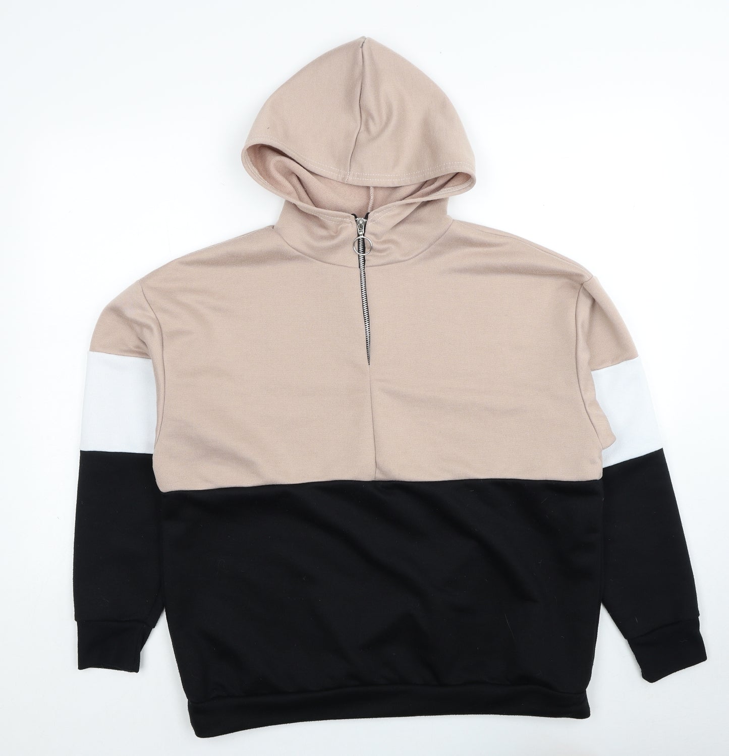 Stylewise Womens Black Colourblock Polyester Pullover Hoodie Size M Pullover