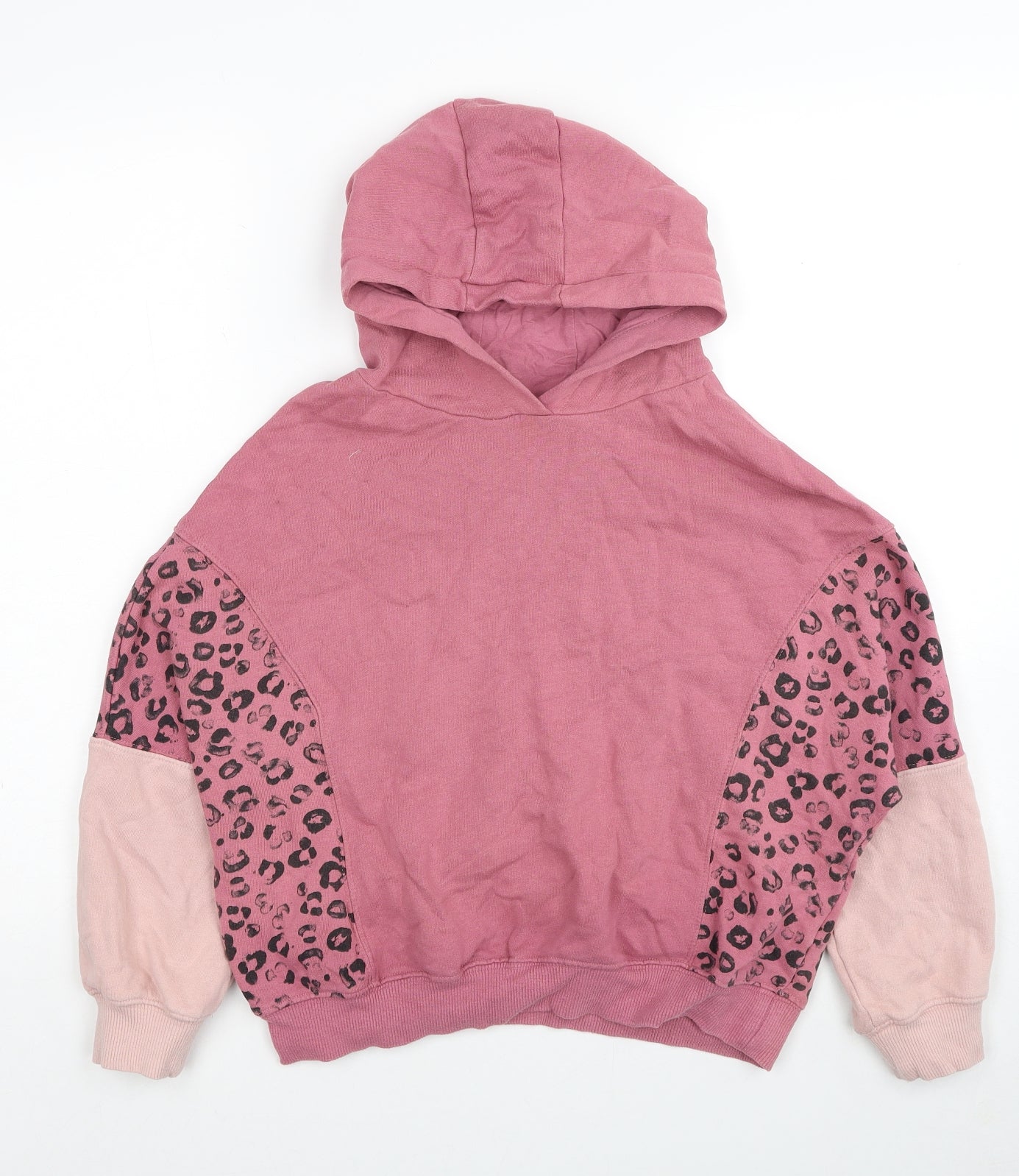 NEXT Girls Pink Animal Print Cotton Pullover Hoodie Size 12 Years Pullover