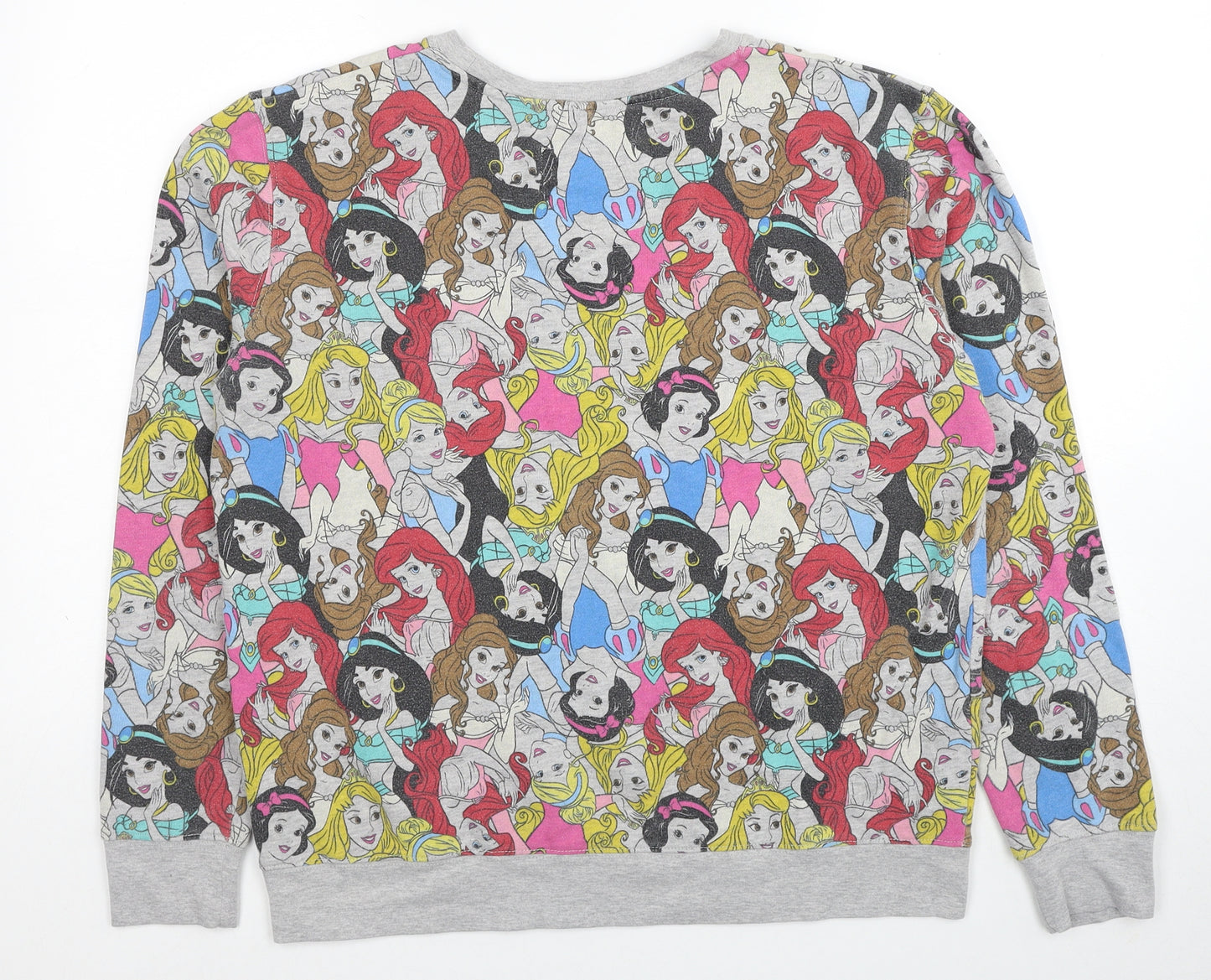 Disney Womens Multicoloured Geometric Cotton Pullover Sweatshirt Size L Pullover - Disney Princess
