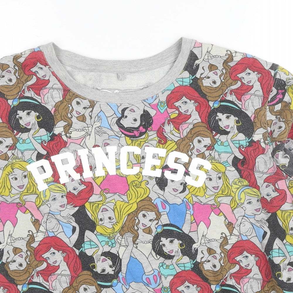 Disney Womens Multicoloured Geometric Cotton Pullover Sweatshirt Size L Pullover - Disney Princess