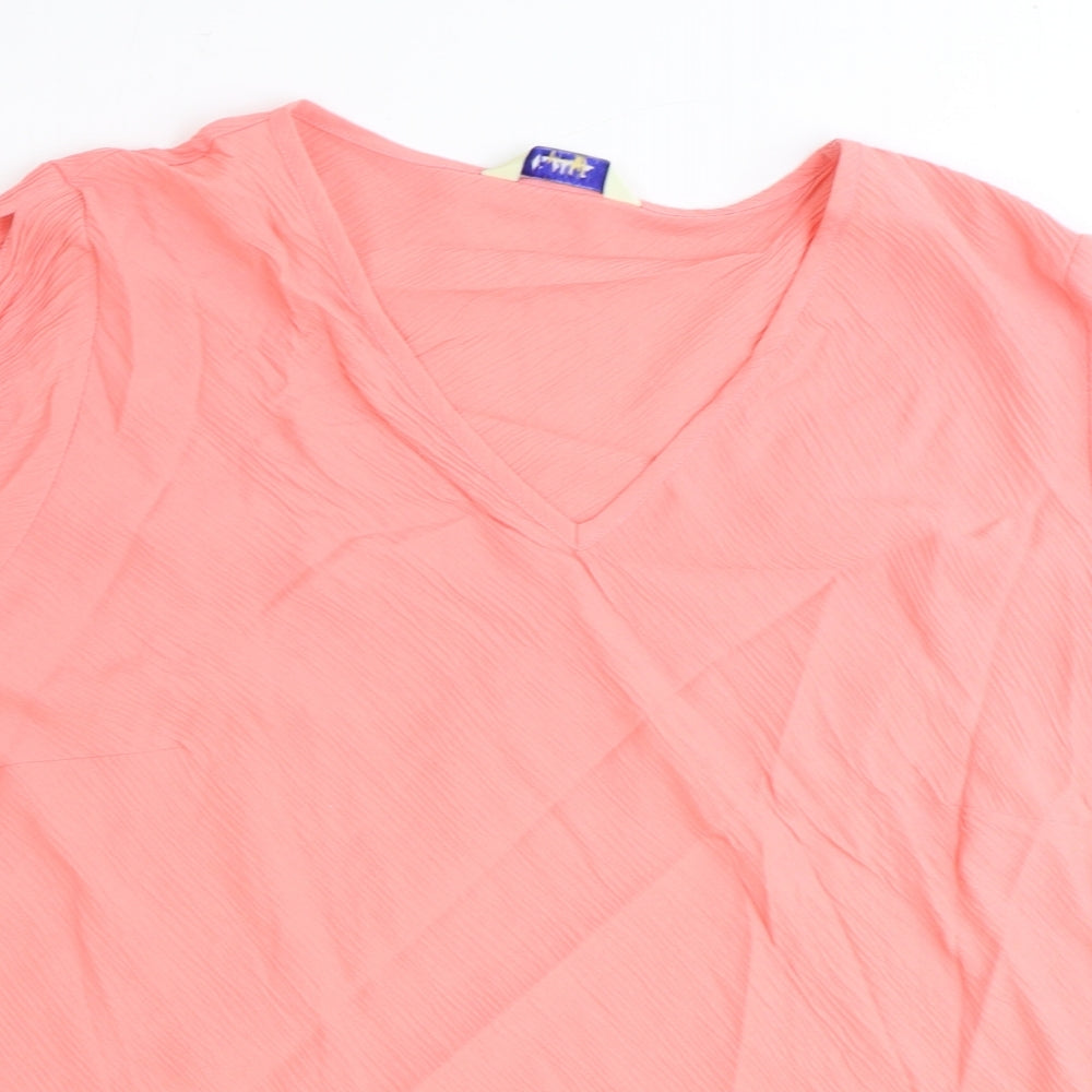 Classics Womens Pink Viscose Basic T-Shirt Size 22 V-Neck - Split Sleeve Detail