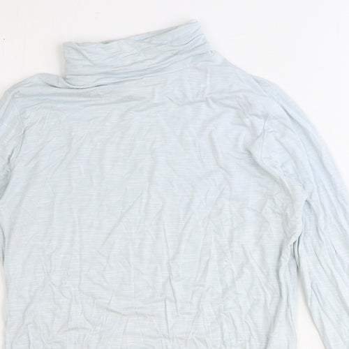 Marble Womens Blue Polyester Basic Blouse Size 10 Roll Neck