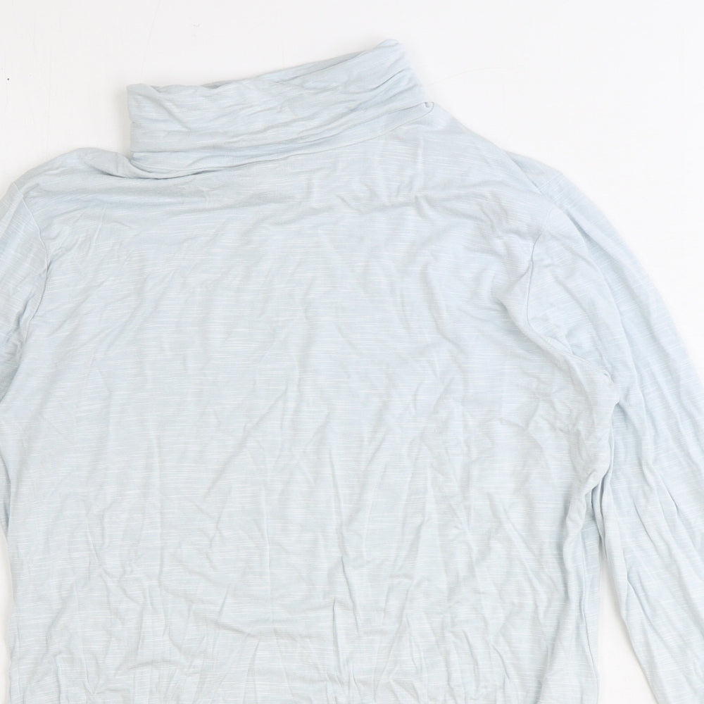 Marble Womens Blue Polyester Basic Blouse Size 10 Roll Neck
