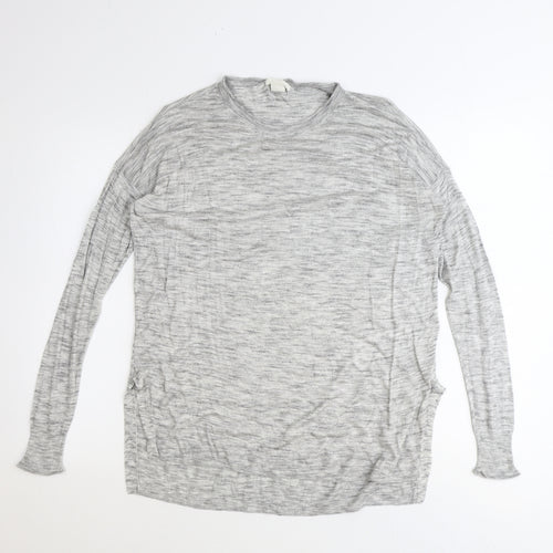 H&M Womens Grey Polyester Basic Blouse Size S Scoop Neck