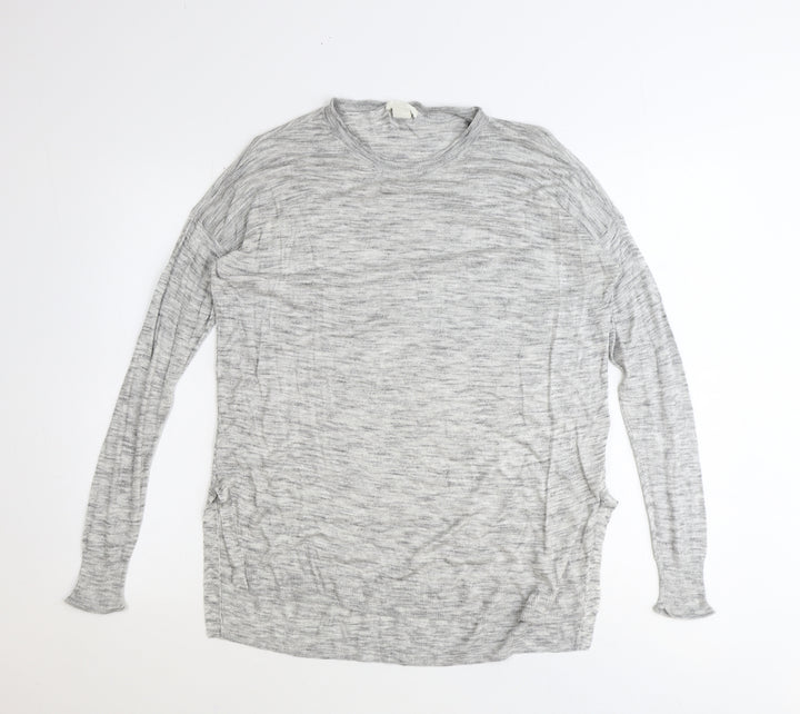 H&M Womens Grey Polyester Basic Blouse Size S Scoop Neck