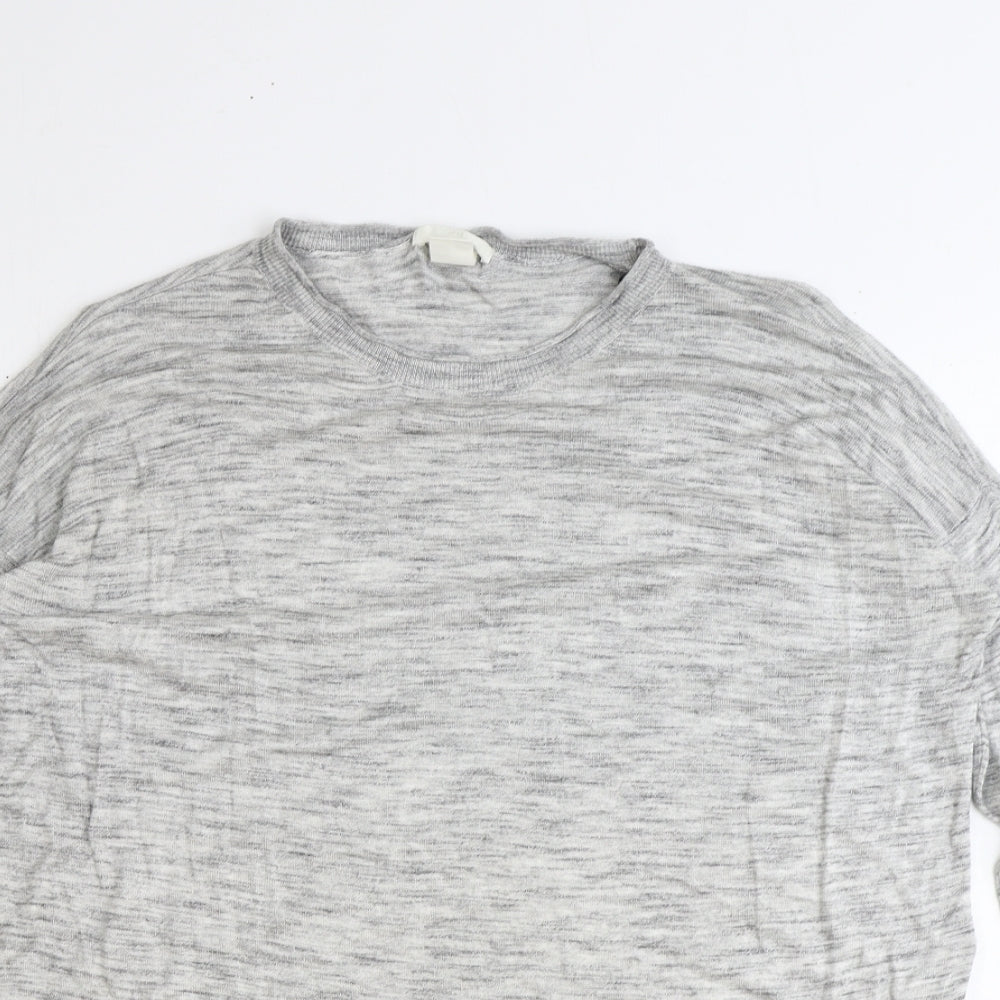 H&M Womens Grey Polyester Basic Blouse Size S Scoop Neck