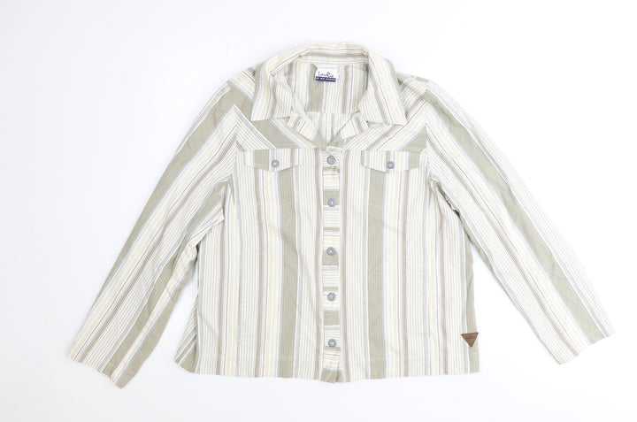 LauRie Mens Brown Striped Cotton Dress Shirt Size 44 Collared Button