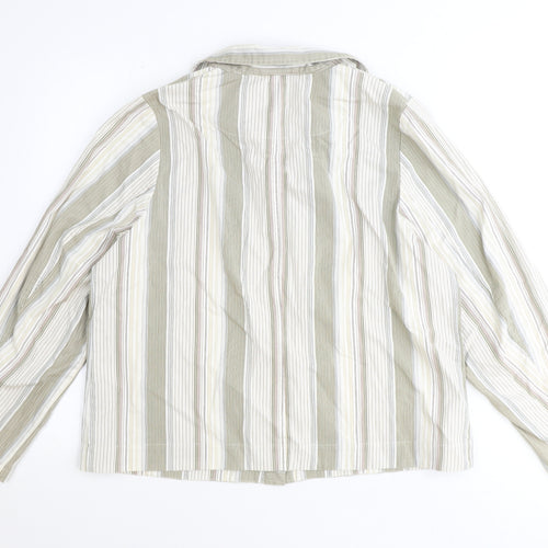 LauRie Mens Brown Striped Cotton Dress Shirt Size 44 Collared Button