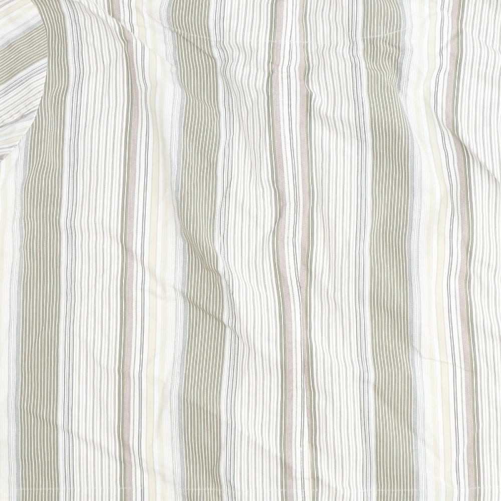 LauRie Mens Brown Striped Cotton Dress Shirt Size 44 Collared Button