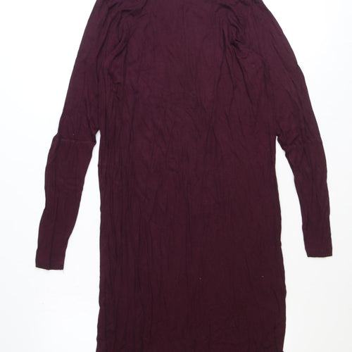 H&M Womens Red Polyester T-Shirt Dress Size L Round Neck Pullover