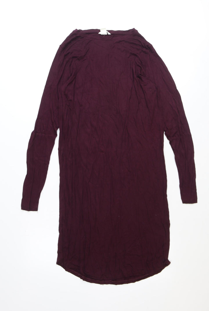 H&M Womens Red Polyester T-Shirt Dress Size L Round Neck Pullover