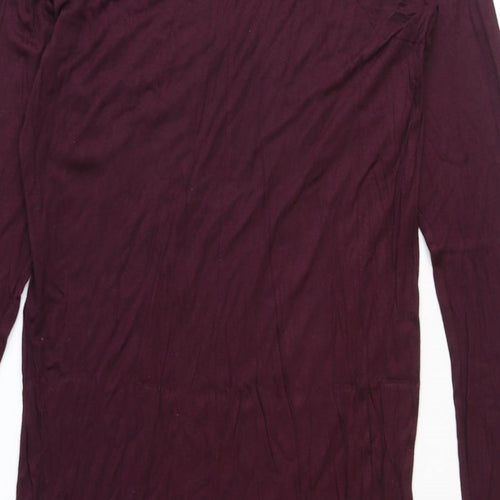 H&M Womens Red Polyester T-Shirt Dress Size L Round Neck Pullover