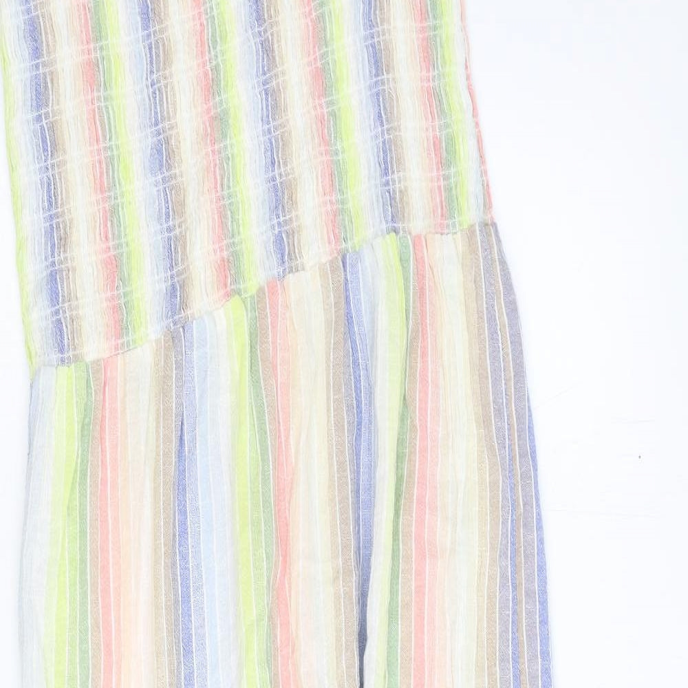 Fat Face Womens Multicoloured Striped 100% Cotton A-Line Size 12 Square Neck Tie