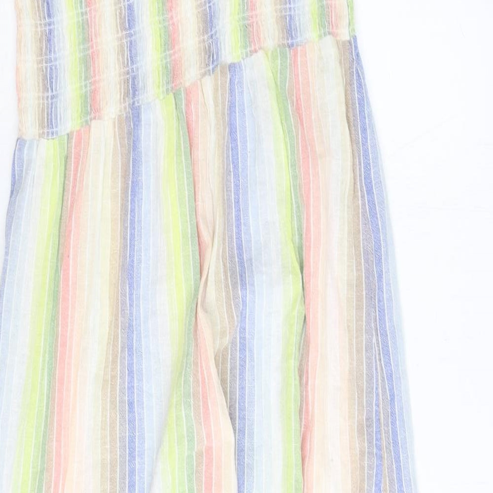 Fat Face Womens Multicoloured Striped 100% Cotton A-Line Size 12 Square Neck Tie