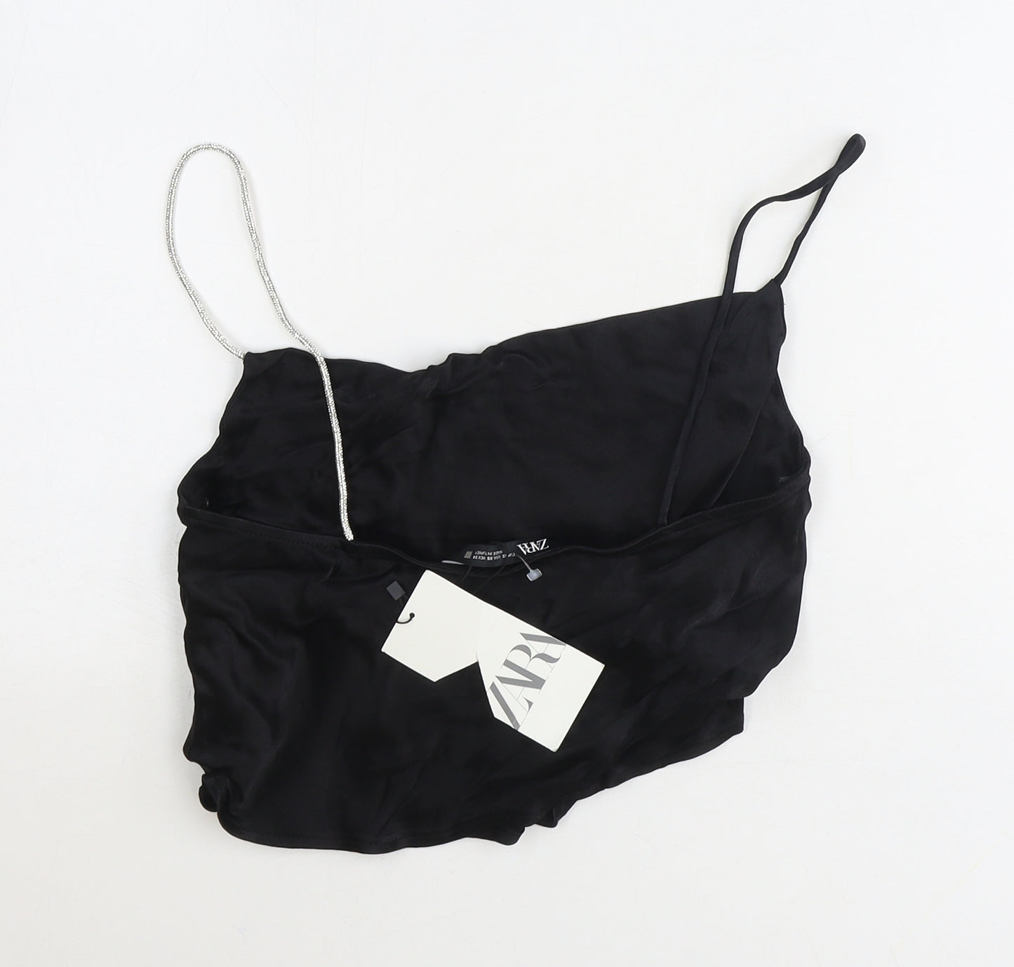 Zara Womens Black Polyester Cropped Tank Size XS Square Neck