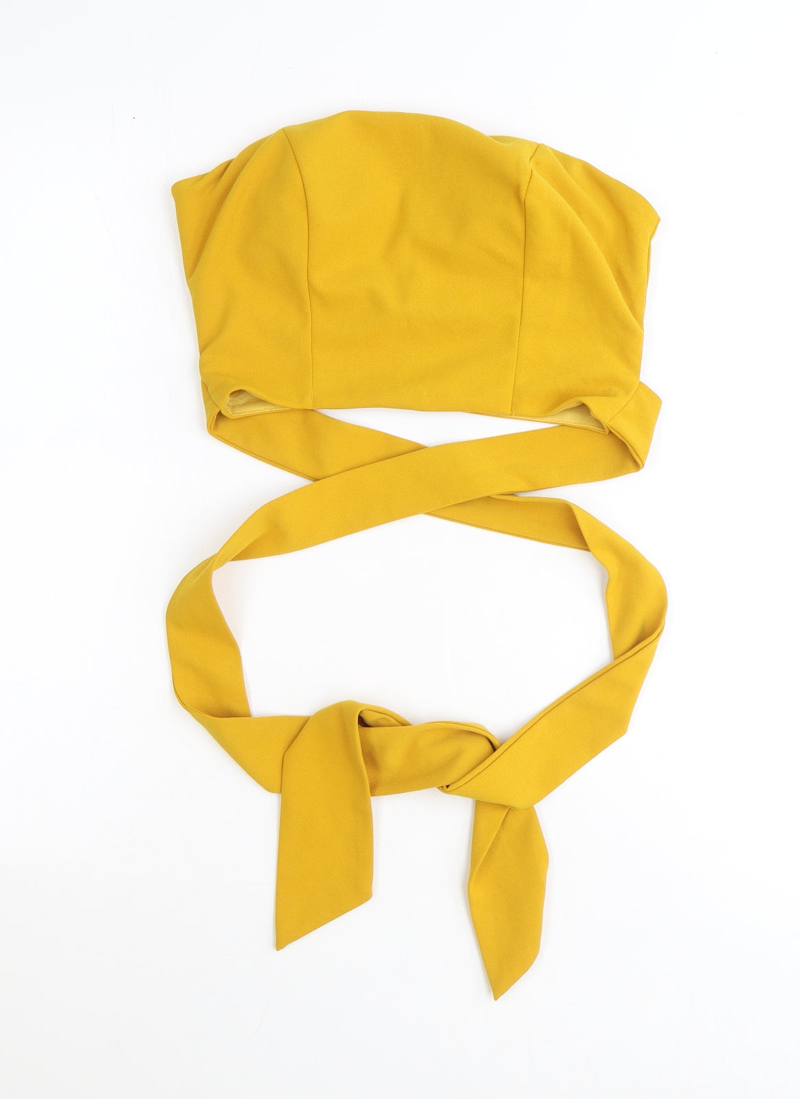 VERA & LUCY Womens Yellow Polyester Cropped Tank Size S Off the Shoulder - Waist Tie Detail Bandeau