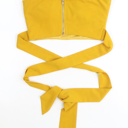 VERA & LUCY Womens Yellow Polyester Cropped Tank Size S Off the Shoulder - Waist Tie Detail Bandeau