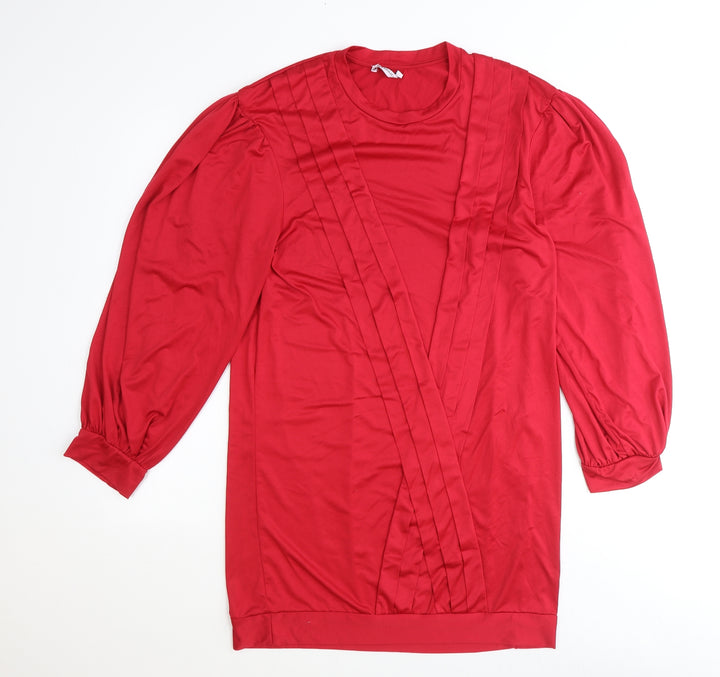 Zara Womens Red Polyester Shift Size 18 Round Neck Pullover