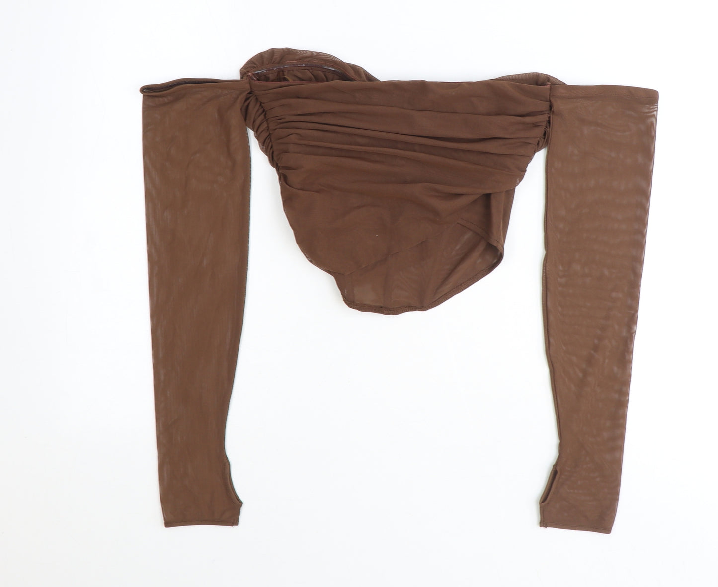 Zara Womens Brown Polyester Cropped Tank Size M Off the Shoulder