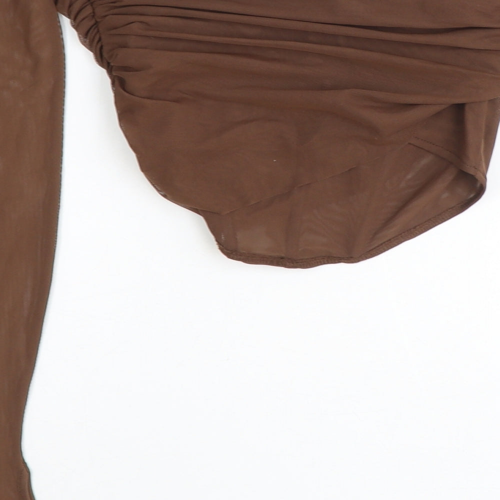 Zara Womens Brown Polyester Cropped Tank Size M Off the Shoulder