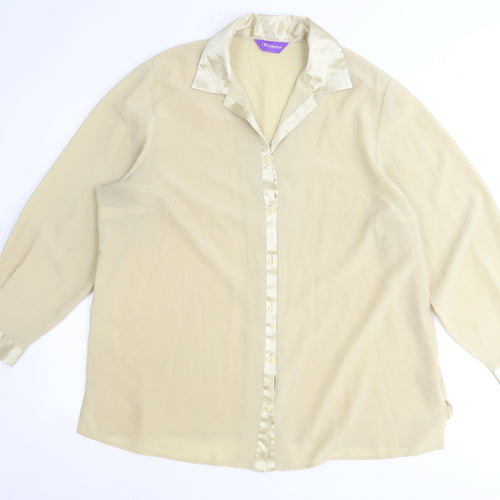 Collections Womens Beige Polyester Basic Button-Up Size 22 Collared