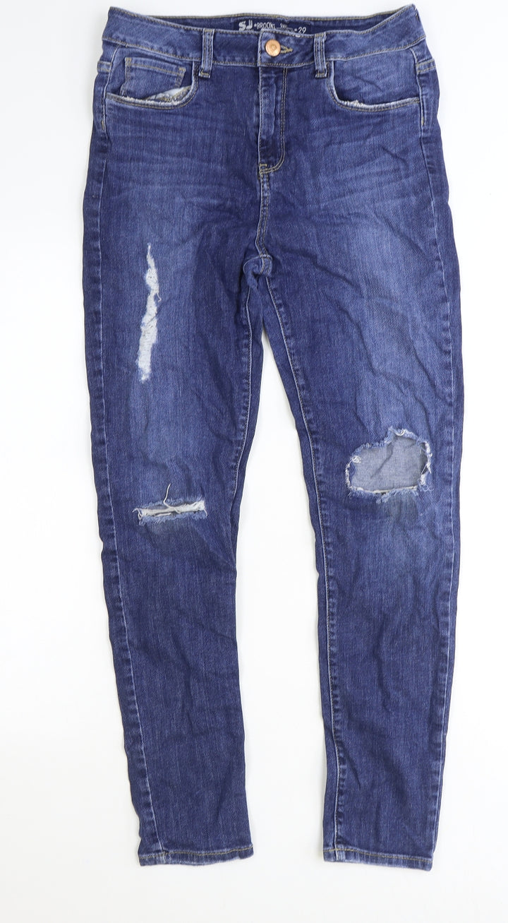 Brooke Womens Blue Cotton Straight Jeans Size 29 in Slim Zip