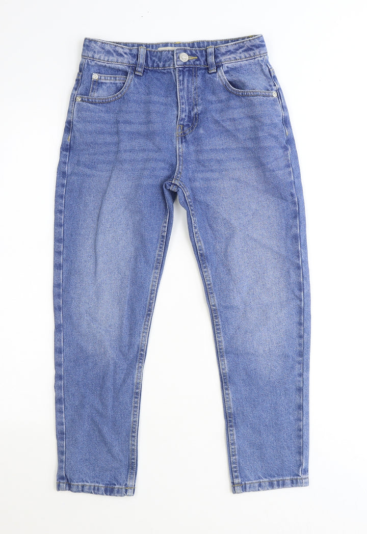Preworn Girls Blue Cotton Skinny Jeans Size 10-11 Years Regular Zip