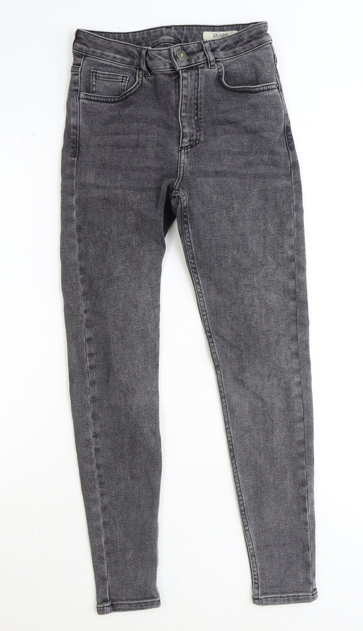 Marks and Spencer Womens Black Cotton Skinny Jeans Size 8 Slim Zip