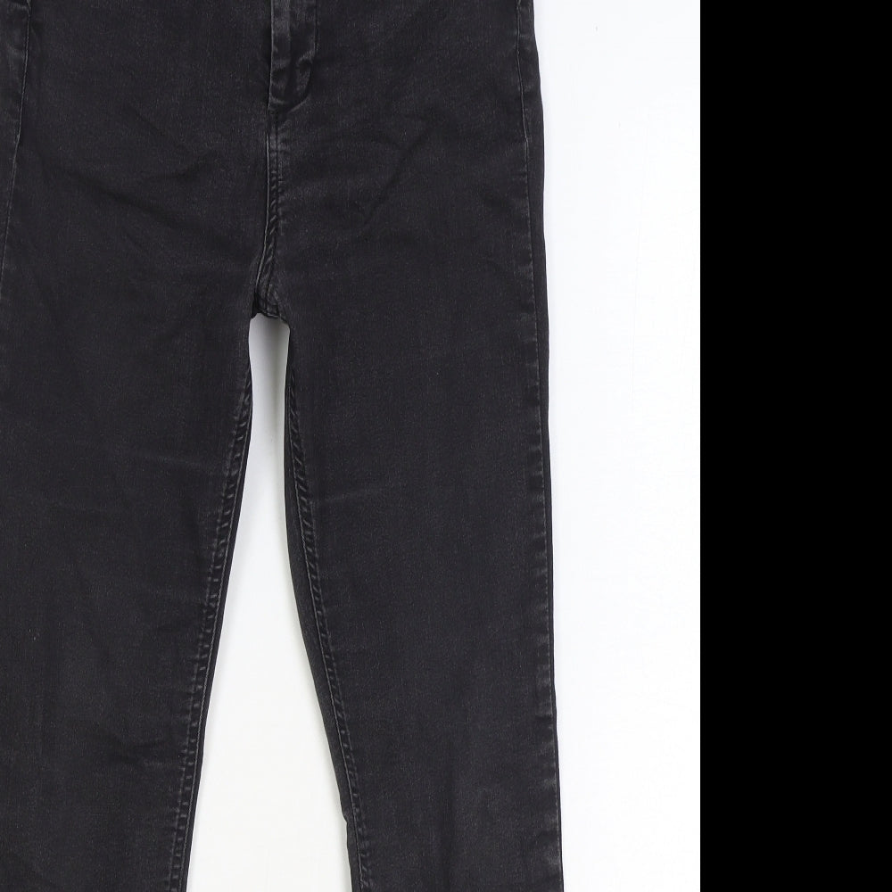 Per Una Womens Black Cotton Straight Jeans Size 12 Regular Zip