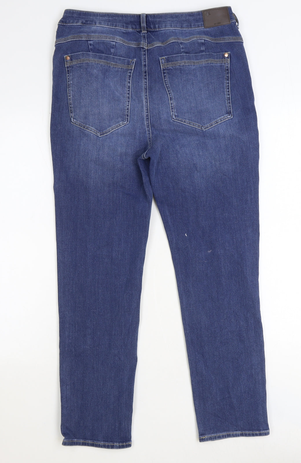 Marks and Spencer Womens Blue Cotton Straight Jeans Size 16 Regular Zip