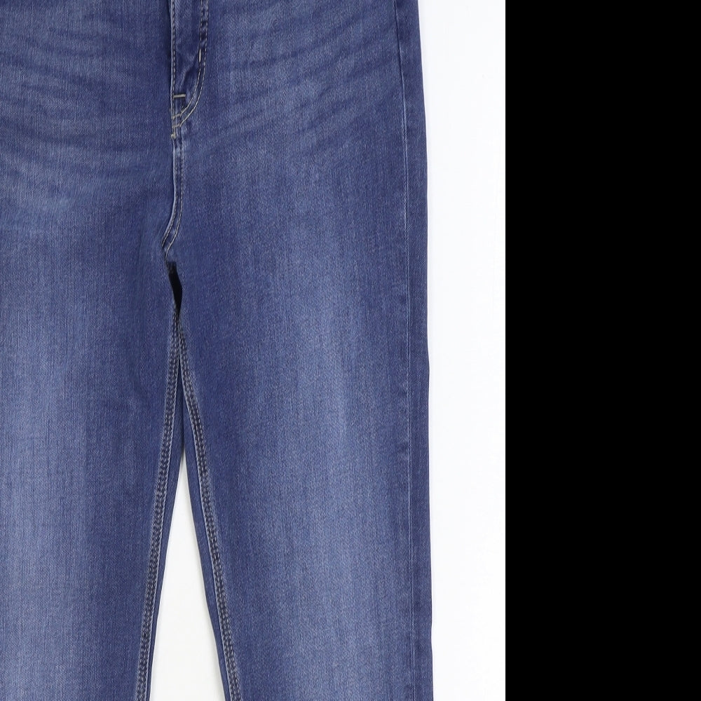 Marks and Spencer Womens Blue Cotton Straight Jeans Size 16 Regular Zip