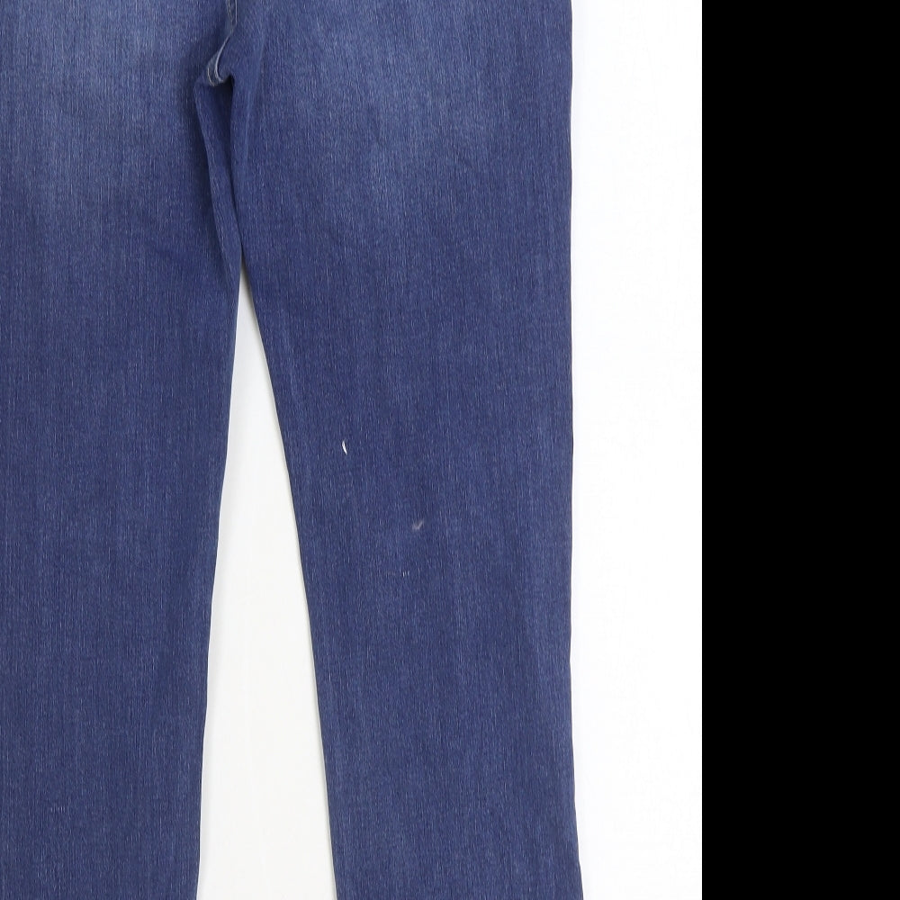 Marks and Spencer Womens Blue Cotton Straight Jeans Size 16 Regular Zip