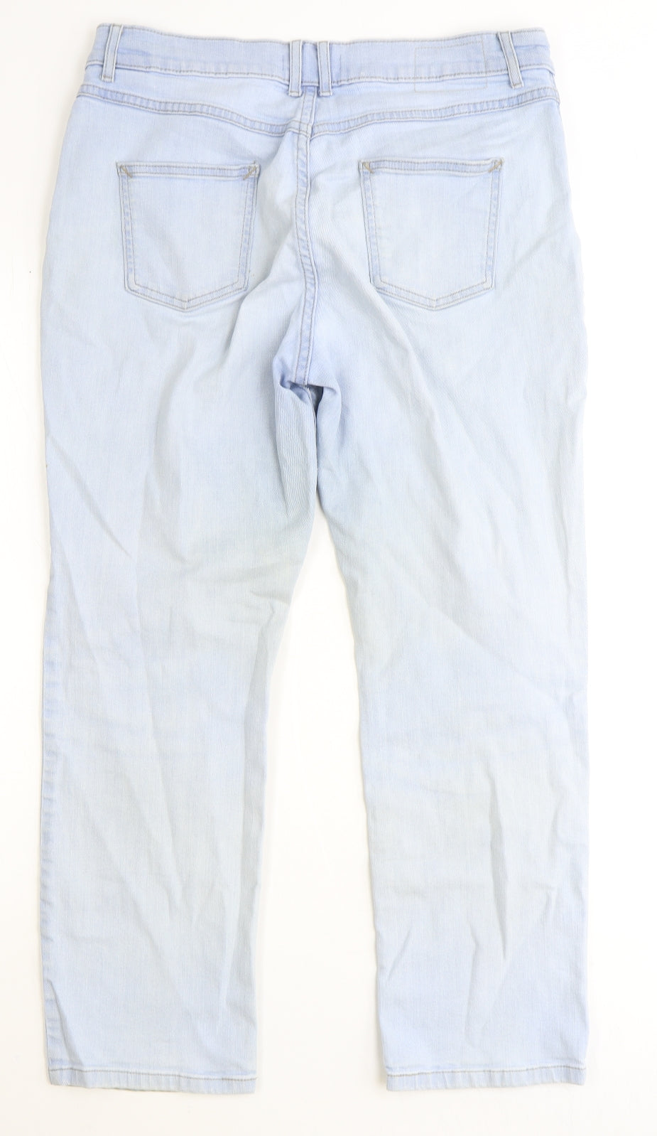 Marks and Spencer Womens Blue Cotton Straight Jeans Size 16 Regular Zip