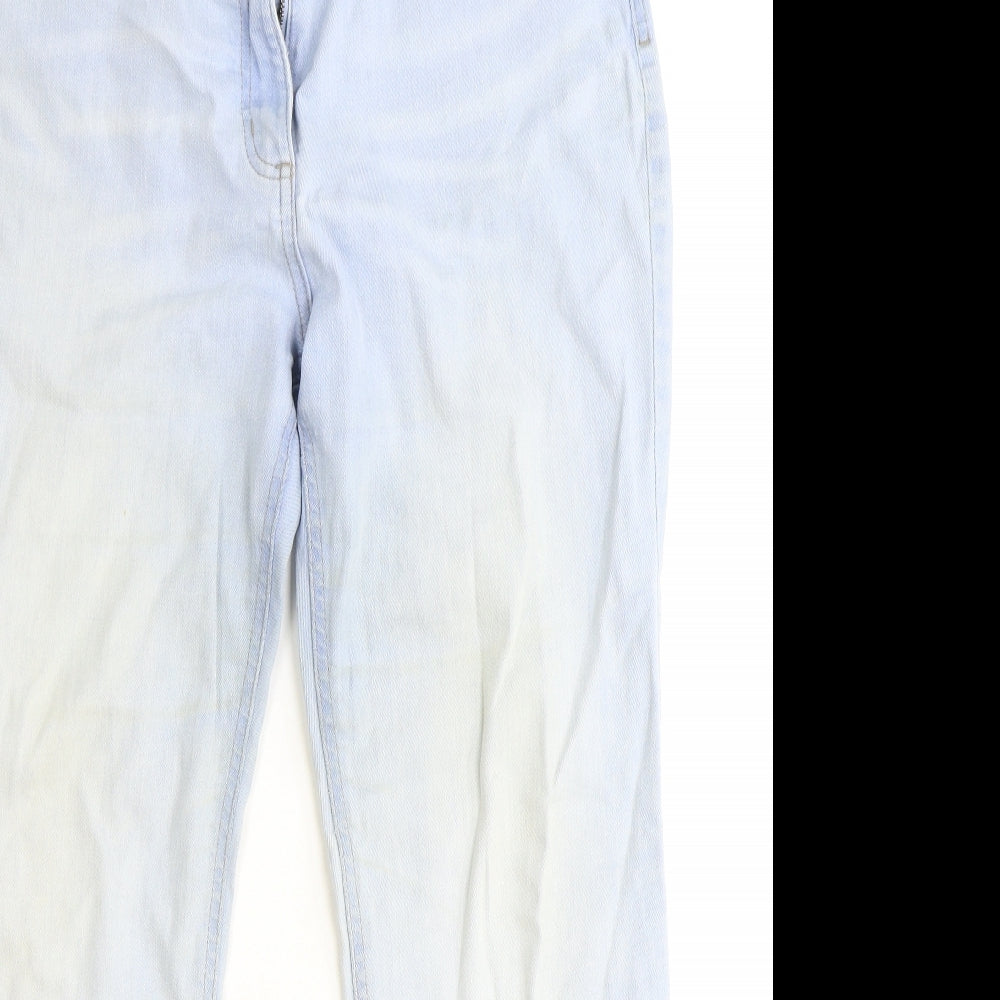 Marks and Spencer Womens Blue Cotton Straight Jeans Size 16 Regular Zip