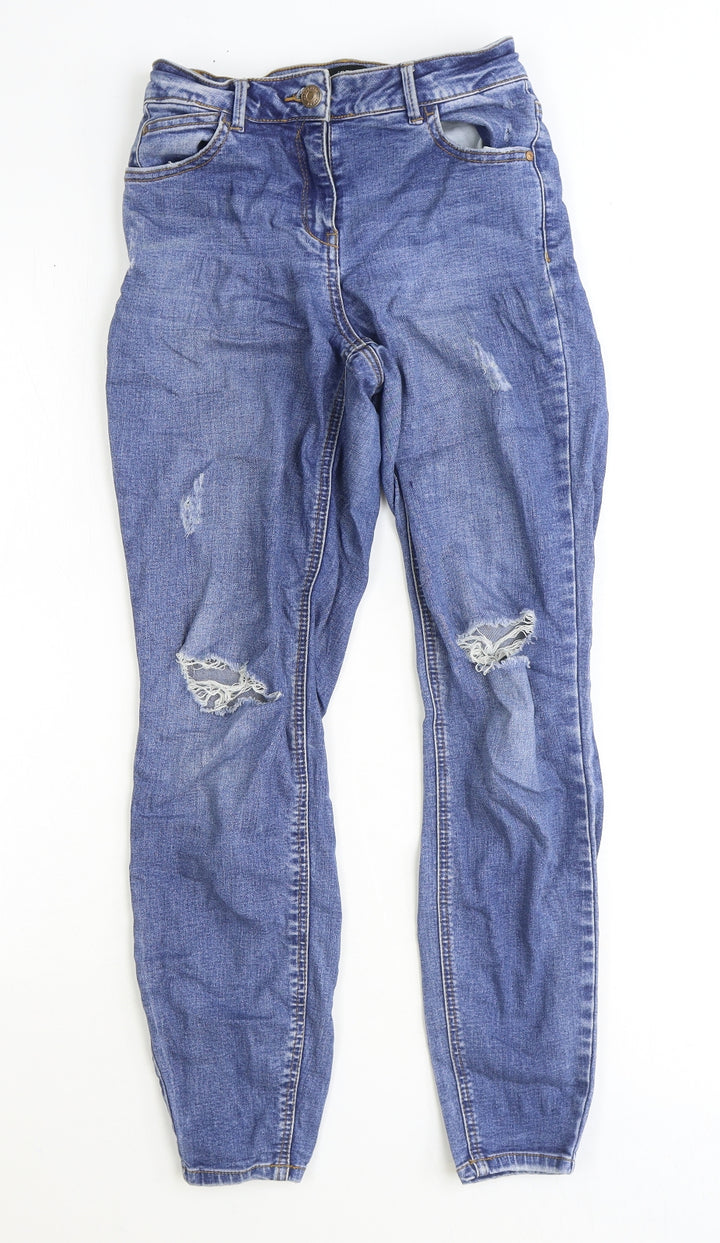 Denim Womens Blue Cotton Straight Jeans Size 8 Regular Zip