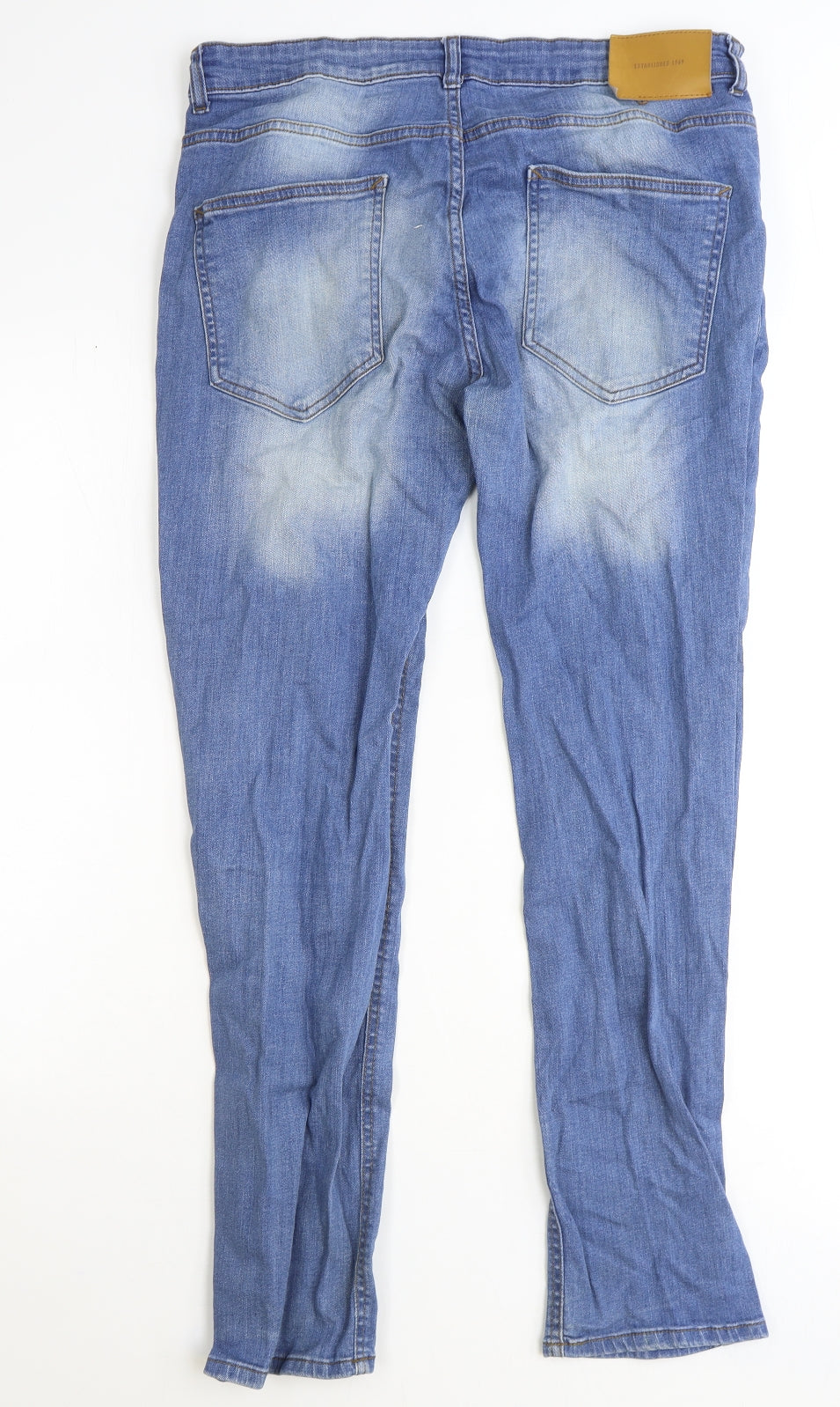 Denim & Co. Mens Blue Cotton Straight Jeans Size 34 in Slim Zip