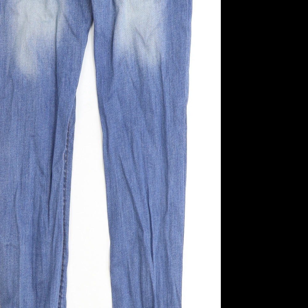 Denim & Co. Mens Blue Cotton Straight Jeans Size 34 in Slim Zip