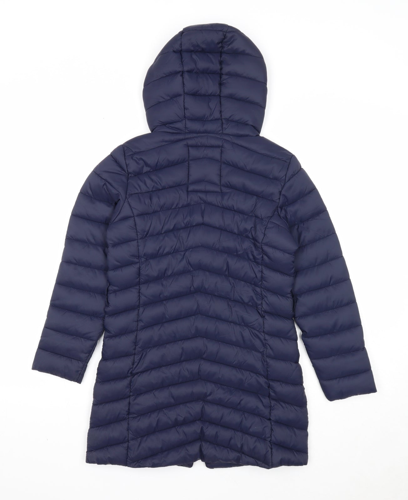 Marks and Spencer Girls Blue Quilted Coat Size 8-9 Years Zip