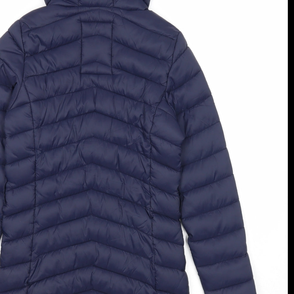 Marks and Spencer Girls Blue Quilted Coat Size 8-9 Years Zip