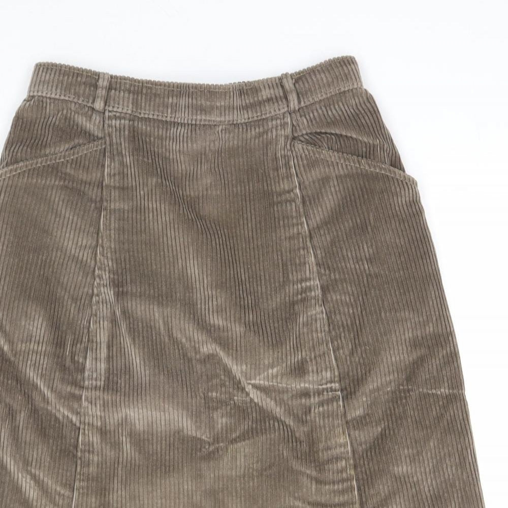 IMAGES Womens Brown Polyester A-Line Skirt Size 14 Zip