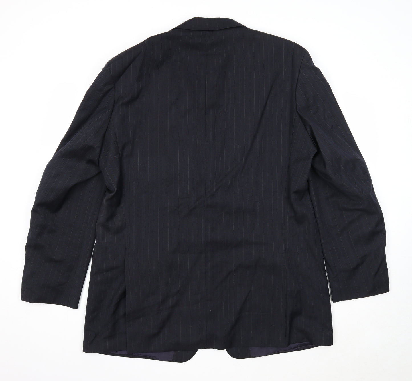 Marks and Spencer Mens Blue Striped Polyester Jacket Suit Jacket Size 46 Regular