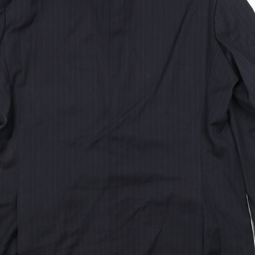 Marks and Spencer Mens Blue Striped Polyester Jacket Suit Jacket Size 46 Regular