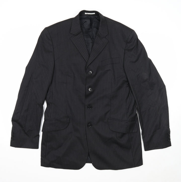 NEXT Mens Black Striped Polyester Jacket Suit Jacket Size 38 Regular