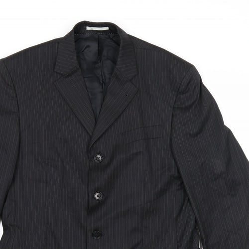NEXT Mens Black Striped Polyester Jacket Suit Jacket Size 38 Regular