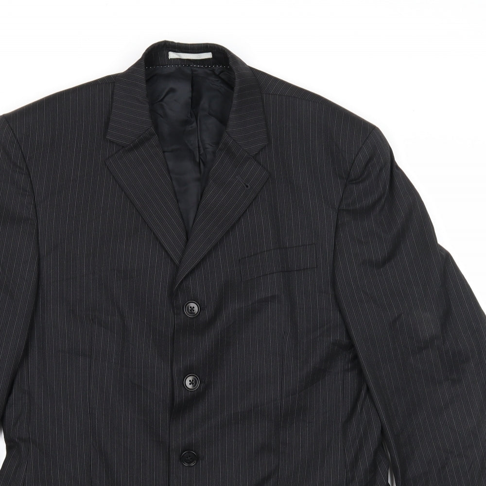 NEXT Mens Black Striped Polyester Jacket Suit Jacket Size 38 Regular
