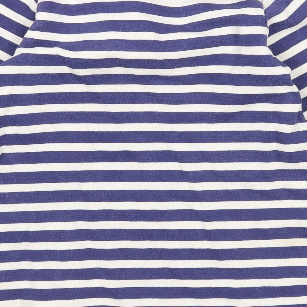 Lilly&Sid Girls Blue Striped Cotton Jumper Dress Size 5-6 Years Round Neck Pullover